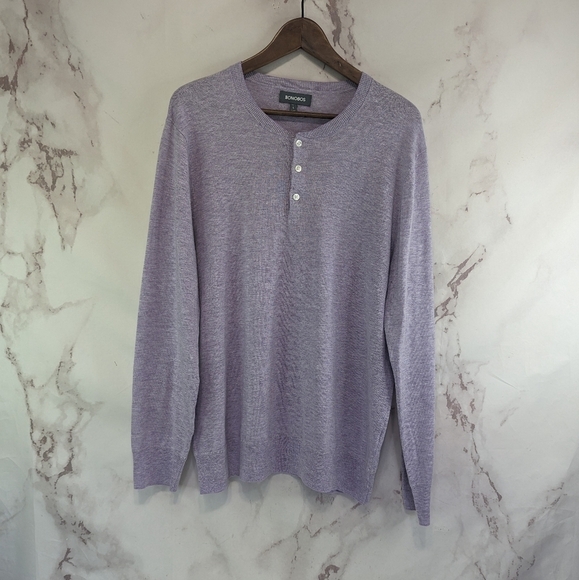 Bonobos Sweater Mens Large Purple Linen Henley Button Lightweight Lilac Golf - Picture 1 of 10